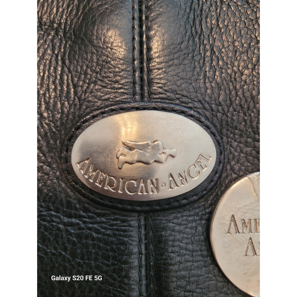 Vintage Y2K 90's American Angel Leather Slouch Hobo Logo Shoulder Bag Purse - Picture 4 of 16